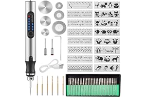 Uolor Ładowalny długopis USB do grawerowania z 42 bitami, Mini elektryczny grawer DIY Bezprzewodowe narzędzia obrotowe Przenośne narzędzie do grawerowania biżuterii Drewno Metal Kamień Plastik Szkło
