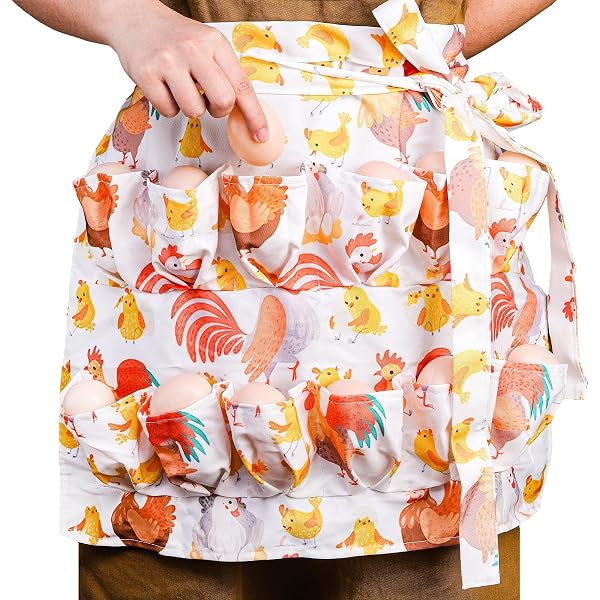 Newtay 3 Pcs Egg Gathering Apron Set - Adult & Kids Chicken Egg Collecting Apron With Basket, 12 & 3 Pockets, Rustic Design