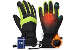 Hyeek Winterhandschuhe für Damen, Wasserdicht Skihandschuhe Damen - Warme Atmungsaktive Schneehandschuhe Winter Touchscreen Handschuhe für Skifahren,Snowboarden