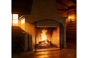 Kingson Black Fireplace Guard 96.5x61cm Fire Guard for Wood Burners and Log Burners Baby Safety Fireguard Fireguard for Open Fires