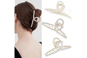 ‎YPKIA Haarspangen Damen Metall Haarklammer Groß - Dickes Haar Tocess Haargreifer Rutschfeste Haarspange Perlen Haarklammern strass Gold Hair Claw Clips Haar Spange FüR Frauen