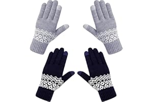 Chalier Fashion Handschuhe Damen Winter Warme Touchscreen Winterhandschuhe Schnee Blume Druck halten warm mit Kaschmir für Frauen und Männer MEHRWEG