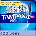 Tampax Pearl Tampons Light Absorbency, With Leakguard Braid, Unscented, 50 Count X 2 Packs (100 Count Total)
