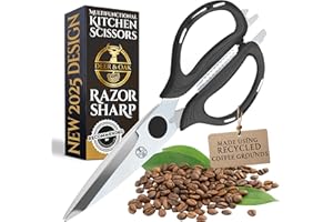 Deer & Oak Kitchen Scissors (1 Pack) – Eco-Friendly, Heavy Duty, Sharp Shears with Recycled Coffee Handles
