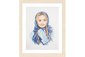Lanarte Kit Punto Croce contato Ragazza Invernale (Lino), Tessuto, Assortiti, 32 x 22.5 x 2 cm