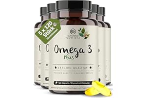 ‎SURPRESA NATURAL Surpresa Natural Omega 3 Capsules High Dose I 5 x 120 Capsules I 1000 mg Fish Oil per Capsule I 500 mg EPA & 250 mg DHA per Capsule I Essential Fatty Acids I Vegan & Laboratory Tested