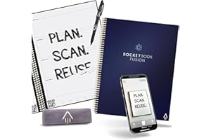 ‎ROCKETBOOK Rocketbook Fusion Reusable Digital Notebook - Smart Notepad A4 Blue, 7 Styles, To Do List, Daily Bullet Journal, Weekly & Monthly Planner with Frixion Erasable Pen, Office Gadget Reduces Paper Waste