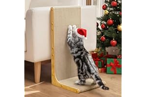 Conlun Cardboard Cat Scratcher,58 cm L Shape Scratch Pad Wall Mounted,Vertical Scratching Post Durable Cardboard to Protect Furniture for Indoor Cats,Wood Grain Large