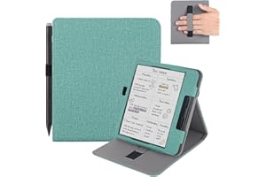 Vakarey Kolorowe etui do Kobo Libra z uchwytem na długopis, pokrowiec do spania do Kobo Libra 2 etui z paskiem na rękę, zielone