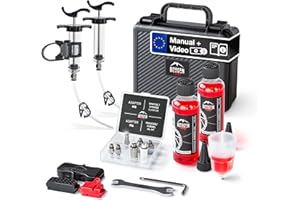 Borgen Pro kit Purge Freins vélos Disque Shimano, Tektro et TRP – Purgeur de Freins avec Instructions, 2× Huile minérale Liquide, Brake Bleed kit, kit Purge Freins