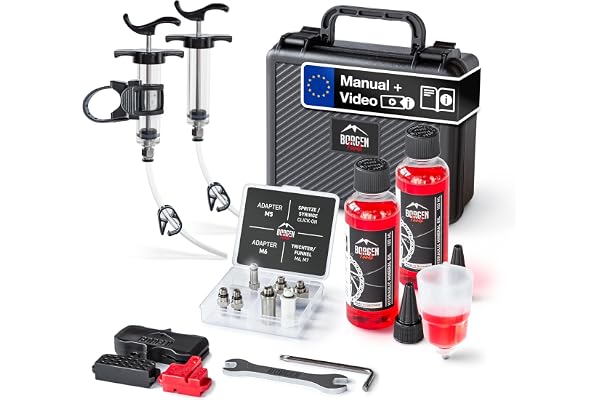 Borgen PRO Avluftningskit för Shimano, Tektro & TRP skivbromsar | Med tyskspråkig instruktion och 2 x 100 ml mineralolja – avluftar skivbromsar på ett tillförlitligt och rent sätt.