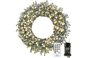 BOWFAR Łańcuch świetlny, 30 m, 100 diod LED, na zewnątrz, ciepła biel, zasilanie sieciowe, 8 trybów, wodoodporny, lampki, z pilotem, do wewnątrz, na imprezę, do ogrodu, sypialni, dekoracja bożonarodzeniowa