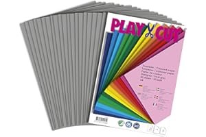 PLAY-CUT, Lot de 20 feuilles de papier de couleur - A4-130 g/m² - Gris acier