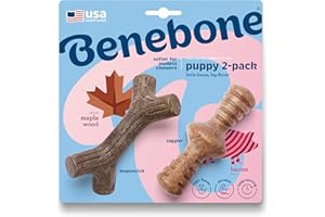 Benebone Puppy Dental Chew/Wishbone Dog Chew Toys, wyprodukowano w USA, prawdziwy kwiat bekonu