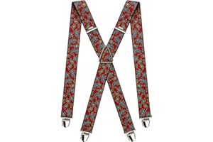 PIERROT Bretelles Homme Larges Made in France - Elastique Vintage Original Ultra Résistant & 4 Clips Extra Fort en X - Taille Unique Ajustable Jusqu’à 130cm - Garantie à Vie - Fabrication Artisanale