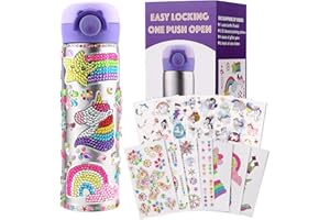 NAVDRIVL Geschenke für Mädchen 4 5 6 7 8 9 10 11 Jahre, Geburtstag Weihnachten Geschenk Mädchen DIY Trinkflasche, Trinkflasche Selbst Gestalten mit Edelstein & Einhorn & Diamantmalerei Aufklebern, Basteln Kit