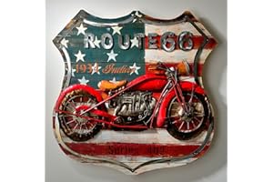 GASPO XXL drewniany obraz metalowy ROUTE 66 | obraz ścienny z efektem 3D | 100 x 100 cm, vintage | dekoracja do mieszkania