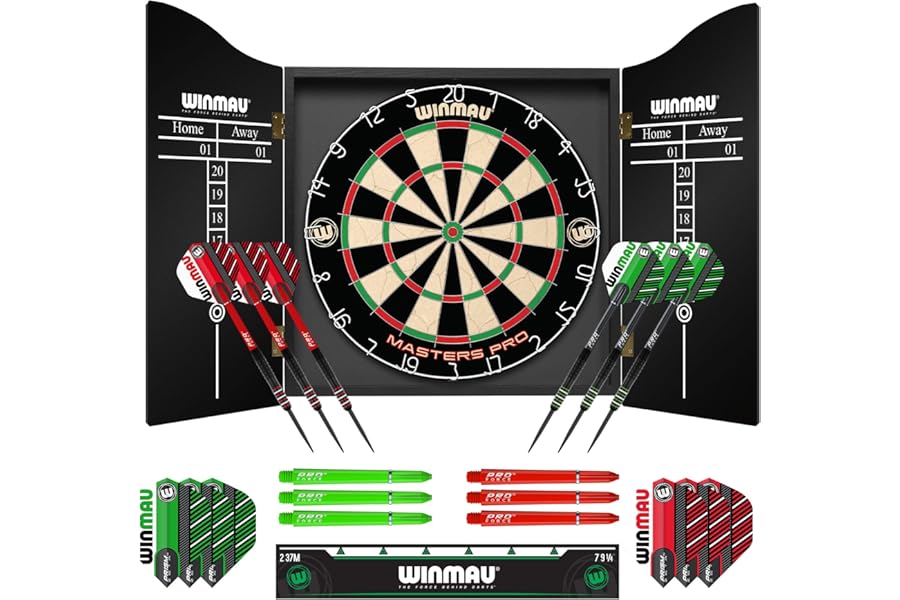 Winmau Masters Pro Dartboard- PDC Tournament Dart Board, Ultra-Thin Wire System, High-Density Sisal | Available as Board Set or Cabinet Set with Steel Tip Darts