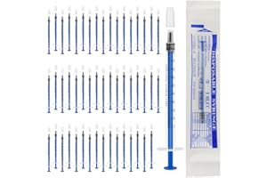 OFFCUP Plastique Seringue, 50pcs 1ml Seringue avec Capuchon, Seringue à Liquide Scellée Individuellement, Seringues de Distribution pour Animal Laboratoire Industriel (sans Aiguille)