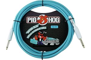 Pig Hog Vintage Serie Instrumentenkabel, Daphne Blue, 3m/10ft, 6.35 (1/4”) auf 6.35 (1/4”), Hochwertige Qualität, Gewebt