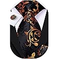 Hi-Tie Mens Tie Set Silk Necktie Woven Paisley Ties with Pocket Square Cufflinks Set for Wedding Party