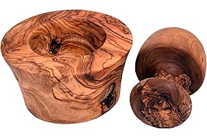 Zerazi | Mortier & Pilon | Bois d’Olivier | 10cm | Écologique | Entièrement Fabriqué À La Main | Durable | Hygiénique.