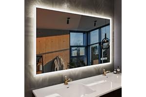 STARLEAD 100x70cm Espejo-Baño-con-Luz-LED y Bluetooth, Antivaho, Espejo-LED con Regulable, 3 Colores Luz, Memoria, IP44, Vidrio Templado, Horizontal/Vertical