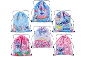 CLVSYH 6 Pièces Sti-TCH Sac à Dos Cordon, Sti-TCH Sac à Dos Enfant, Sac de Gym Enfant Personnalisé, Sacs de Sport à Cordon, pour Sport Voyages Vacances