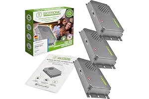 ISOTRONIC Odstraszacz myszy, 3-częściowy zestaw ultradźwięków przeciwko myszom i szczurom, zasilany bateriami, do piwnicy, na strych, garaży itp. | przyjazny dla zwierząt i bezpieczny – obszar