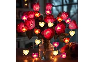 Coquimbo Regalo Dia de la Madre Guirnaldas de Luces, 3M 30LED Cadena de Luces Pilas en Forma de Corazón, Exterior Interior Decoración para Casas, Boda, Terraza, Navidad, Patio, Jardines, Fiesta
