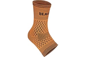 Bearhug Ankle Support for Men and Women - Ankle Brace for Sprained Ankle, Ligament Damage and Achilles Tendonitis Support - Bamboo Ankle Strap for Sports, Running, Gym, L