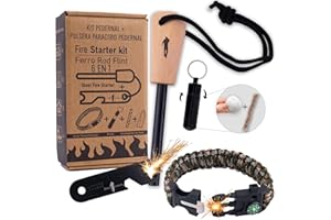 John Lossag – Kit Supervivencia Profesional ecoFire – Pedernal de Ferrocerio, Pulsera Paracord y Mechero con Iniciador de Fuego | Encendedor Multiusos para Camping y Bushcraft