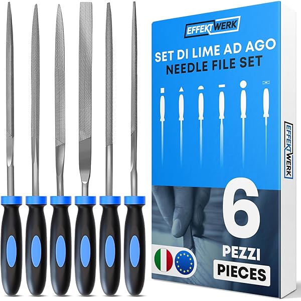 Set 6 Lime In Acciaio Carbonio - Piatto, Rotondo, Triangolare Per Legno E Metallo