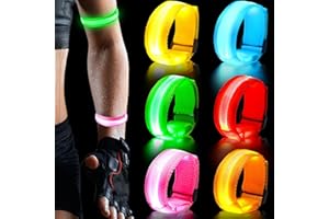 ‎WRYMISH Wrymish LED Armband, 6 Stück Leuchtband Joggen für Kinder Erwachsene, Sicherheit Leuchtarmband, Reflektorband mit Blinkende LED Light für Nachtlaufen Radfahren Hundewandern Partys Konzerte