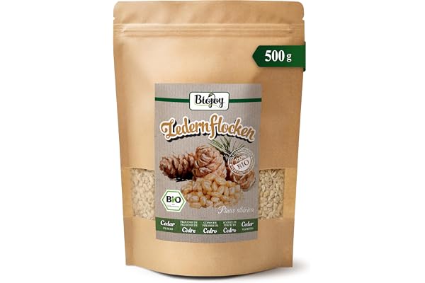 Biojoy Ekologiska cederflingor av sibiriska cederkärnor, hela, råa, 500 g