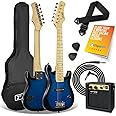 3rd Avenue 1/4 Size Kids Electric Guitar Pack for Junior Beginners - 6 Months FREE Lessons, 5W Portable Amp, Cable, Bag, Picks and Strap - Blue