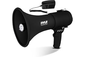 Pyle PMP561LTB Haut-Parleur Portable Compact avec sirène d'alarme et Volume réglable 50 W avec Micro, entrée auxiliaire pour MP3 et Batterie Rechargeable