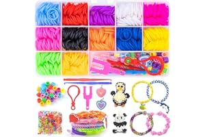 Tuilful 1200+ Loom Band Starter Kit – 12 Vibrant Colors Rubber Loom Bands with Charms, Hooks, S-Clips, and Storage Box, DIY Bracelet Making Set for Kids Arts & Crafts – Fun Gift for Girls & Boys