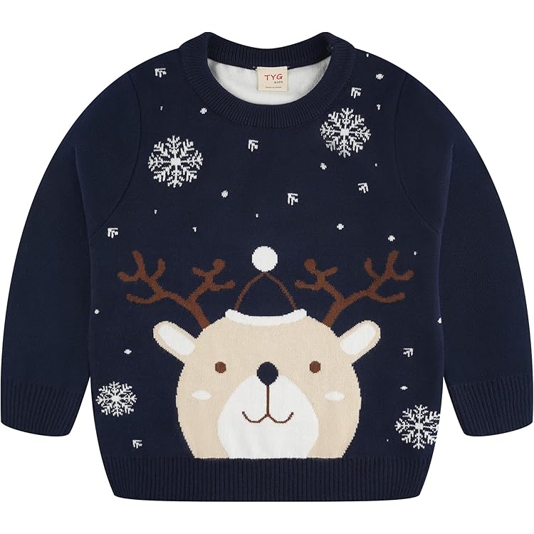 Moollyfox Kinder Weihnachtspullover - Gestrickt, Langarm Mit Weihnachtsmotiv