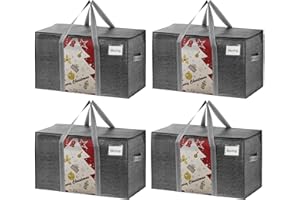 VENO 4 Pack Heavy Duty Moving Bags for Clothes,Extra Large Moving House Essentials,Underbed Storage Packing Boxes for Duvet,Waterproof Laundry Bags Organiser (Gray, 4 Pack)