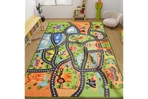 AKUNRUG Car Rugs for Kids Toy Cars,200x150CM Animal Road Rug for Kids,Non Slip Zoo Road Map Car Track Carpet,Washable KidsCarpet Playmat Mat for Playroom Bedroom Boys,Track Rug Play Carpet for Kid
