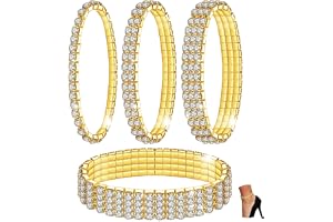 Tindra Diamant Vristlänk för Kvinnor, Kucheed Elastisk Kristall Silverfärgad Gnistrande Berlockfotsmycke Ankelarmband, Bling Lysande Brudlänkar