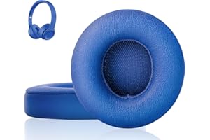 Link Dream Cuscinetti Auricolari di Ricambio per Beats Solo 2 & Solo 3, Cuscinetti per Cuffie in Pelle Proteica/Memory Foam/Nastro Adesivo Forte, Copri Cuscinetto Cuffie per Beats Solo (Blu)