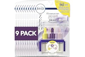 Febreze 3Volution Recharges Diffuseur Parfum Maison Électrique, 9 Unités, Orchidée, Recharge, Désodorisant Smart Programming, Élimination Des Odeurs Maison