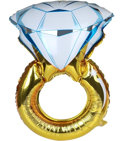 Pack Globos Anillo De Diamante Y Pareja - 2 De Anillo + 1 De Pareja | Dorado Y Rosa, Ideal Para Bodas Y Celebraciones