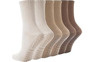 BISOUSOX Chaussettes Antidérapantes Femme Yoga Chaussettes Pilates 3 Paires 36-40 Taille Sportives Non Glissantes pour Enceinte Fitness Gym Hospital Running Randonnée