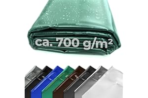 ‎FULCOLINE Lkw Plane 700 g (3,00 m x 2,50 m, Grün) PVC Plane, Abdeckplane Meterware, sehr robust, hochwertig, beidseitig lackiert, leicht abwaschbar, 100% Wasserdicht, hohe UV Beständigkeit, hohe reißfestigkeit,