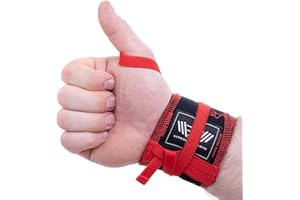 WARM BODY COLD MIND - Premium Cotton Weight Lifting Wrist Wraps for Crossfit, Powerlifting, Deadlift, Gym, Workout, Exercises & Fitness, Heavy-Duty Wrist Support with Thumb Loop