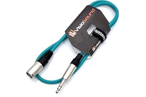 VisioSound Male XLR to 6.35mm Stereo TRS Jack Lead/Balanced Signal/Audio Speaker Cable 1m Green