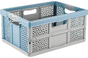 keeeper Stabile Profi-Klappbox mit Soft-Touch Griffen, 48,5 x 35 x 23,5 cm, 32 l, Lea, Nordic Blue